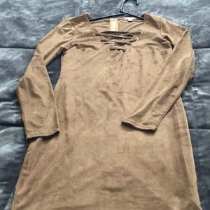 Guess, Soft suede brown dress.